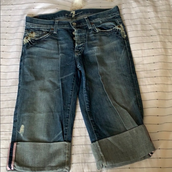 7 For all Mankind crop boy cut distressed jeans - Picture 2 of 5
